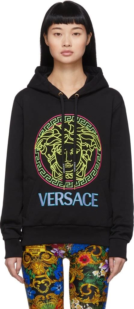 Versace: Black Neon Medusa Hoodie 